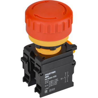 Кнопка IEK MASTER MI-BG60-11ZS-3-23-K04 "Грибок" поворотная с фиксацией 1NO+1NC красная