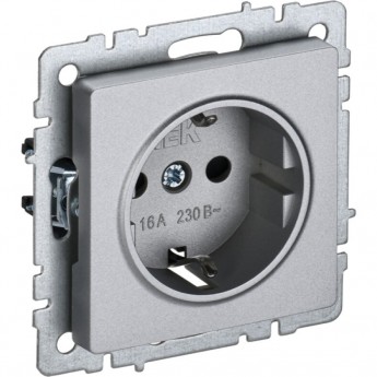 Розетка 1-местная с заземлением с защитными шторками IEK BRITE 16А РС14-1-0-БрА алюминий - BR-R14-16-K47 Розетка 1-местная с заземлением с защитными шторками IEK BRITE 16А РС14-1-0-БрА алюминий - BR-R14-16-K47