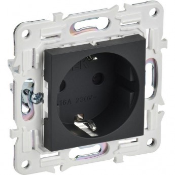 Розетка IEK SKANDY SK-R06G 16А с заземлением/защитные шторки/б/к графит SK-R14-16-1-K53