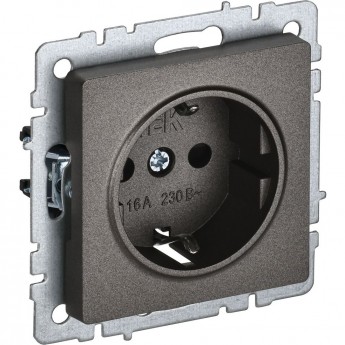 Розетка с заземлением без защитных шторок IEK BRITE 16А РС11-1-0-БрТБ темная бронза