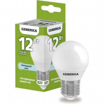Светодиодная лампа IEK GENERICA G45 шар 12Вт 230В 6500К E27