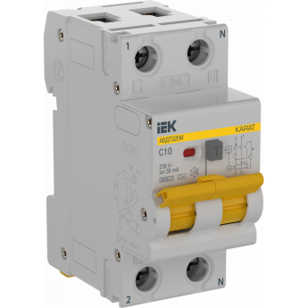 Выключатель автоматический дифференциального тока IEK KARAT KA-VD14-1-010-C-030-A C 10А 30мА тип A АВДТ32EM Выключатель автоматический дифференциального тока IEK KARAT KA-VD14-1-010-C-030-A C 10А 30мА тип A АВДТ32EM