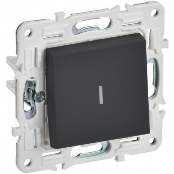 Выключатель проходной 1-клавишный IEK SKANDY 10А SK-V08G с индикацией графит SK-V12-1-10-K53